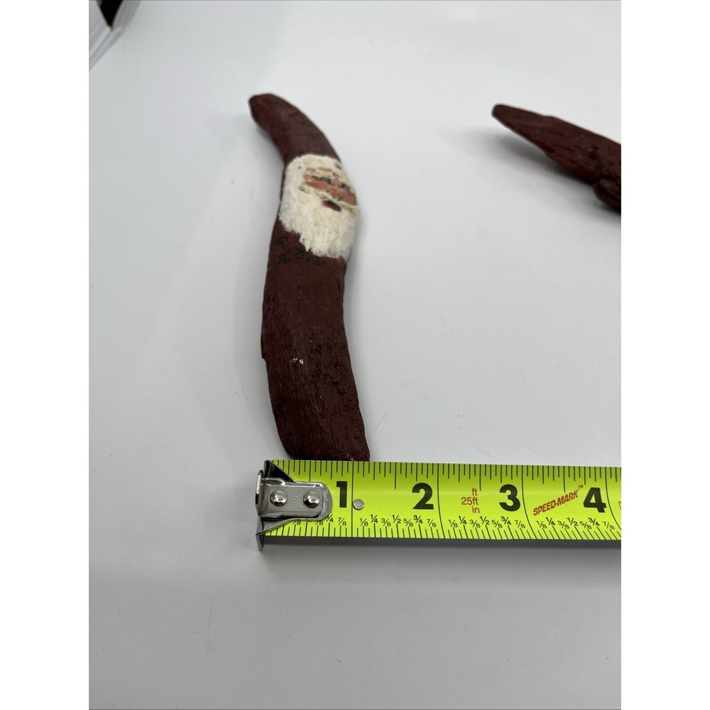 3 Hand Painted Santa Claus on bark Artist Signed C. Dyson 1990s Red Folk Art - Picture 15 of 15